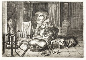 Cambiando un bebé, ilustración de 